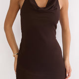 Make It Count Backless Cowl Maxi Dress Chocolate