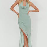 Make It Count Backless Cowl Maxi Dress Sage