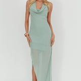 Make It Count Backless Cowl Maxi Dress Sage
