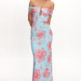 Tilda Off-Shoulder Maxi Dress Floral Blue