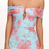 Tilda Off-Shoulder Maxi Dress Floral Blue