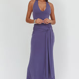 Matchmakers Sash Waist Halter Maxi Dress Taupe