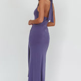 Matchmakers Sash Waist Halter Maxi Dress Taupe