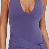 Matchmakers Sash Waist Halter Maxi Dress Taupe