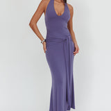 Matchmakers Sash Waist Halter Maxi Dress Taupe