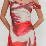 Riders Asymmetric Neckline Mini Dress Print Beige