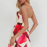 City Central Strapless A-Line Mini Dress Print Beige