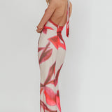 Outlier Cowl Halterneck Maxi Dress Print Beige