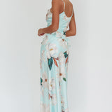 Sunshine Eternity Asymmetric Neckline Ruffle Maxi Dress Floral Mint