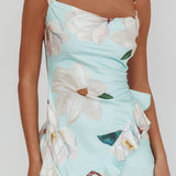 Sunshine Eternity Asymmetric Neckline Ruffle Maxi Dress Floral Mint