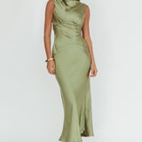Cheers To You Cowl Back Maxi Dress Olive
