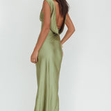 Cheers To You Cowl Back Maxi Dress Olive