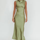 Cheers To You Cowl Back Maxi Dress Olive