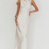 Cheers To You Cowl Back Maxi Dress Oyster