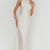 Cheers To You Cowl Back Maxi Dress Oyster