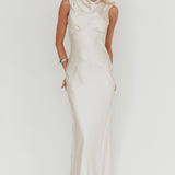 Cheers To You Cowl Back Maxi Dress Oyster