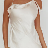 Lexington Draped Shoulder Criss-Cross Back Maxi Dress Oyster