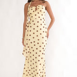 Raeva Strapless Scarf Maxi Dress Spotted Yellow