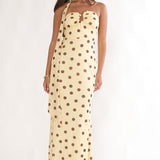 Raeva Strapless Scarf Maxi Dress Spotted Yellow