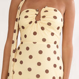 Raeva Strapless Scarf Maxi Dress Spotted Yellow
