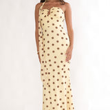 Raeva Strapless Scarf Maxi Dress Spotted Yellow