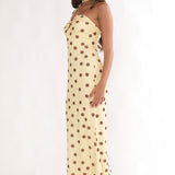 Raeva Strapless Scarf Maxi Dress Spotted Yellow