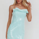 Mai Bow Bust Sequin Mini Dress Mint