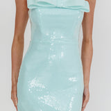 Mai Bow Bust Sequin Mini Dress Mint