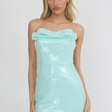 Mai Bow Bust Sequin Mini Dress Mint