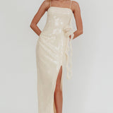 She Glows Cami Strap Sequin Maxi Dress Champagne