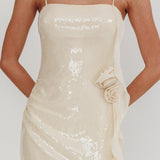 She Glows Cami Strap Sequin Maxi Dress Champagne