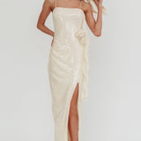 She Glows Cami Strap Sequin Maxi Dress Champagne