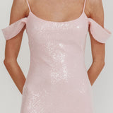 Madrid Sunset Off-Shoulder Sequin Maxi Dress Pink