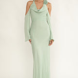 Solenne Cowl Neck Cold Shoulder Maxi Dress Sage