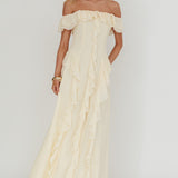 Scarlet Off-Shoulder Ruffle Trim Maxi Dress Butter