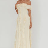 Scarlet Off-Shoulder Ruffle Trim Maxi Dress Butter