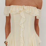 Scarlet Off-Shoulder Ruffle Trim Maxi Dress Butter