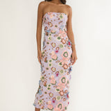 Posetta Strapless Floral Embellished Maxi Dress Purple