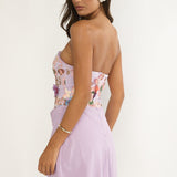 Ulyssia Strapless Floral Embellished Mini Dress Purple