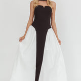 Lennix Strapless Scarf  Maxi Dress Black/White