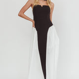 Lennix Strapless Scarf  Maxi Dress Black/White