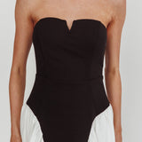 Lennix Strapless Scarf  Maxi Dress Black/White