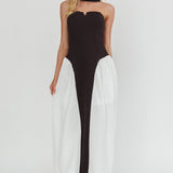Lennix Strapless Scarf  Maxi Dress Black/White