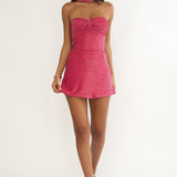 Vionelle Tied Back Strapless Mini Dress Fuchsia