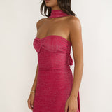 Vionelle Tied Back Strapless Mini Dress Fuchsia