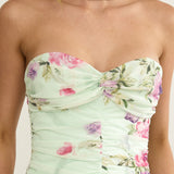 Novarra Twist Bust Strapless Maxi Dress Floral Mint