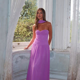 Novarra Twist Bust Strapless Maxi Dress Lilac