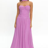 Novarra Twist Bust Strapless Maxi Dress Lilac