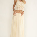 Marivelle Frill Trim Maxi Skirt Oyster