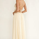 Marivelle Frill Trim Maxi Skirt Oyster